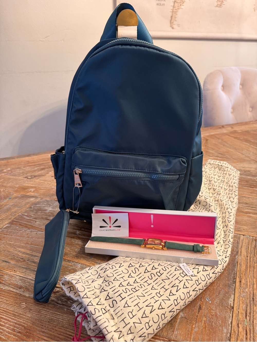 Isaac Mizrahi Backpack and watch